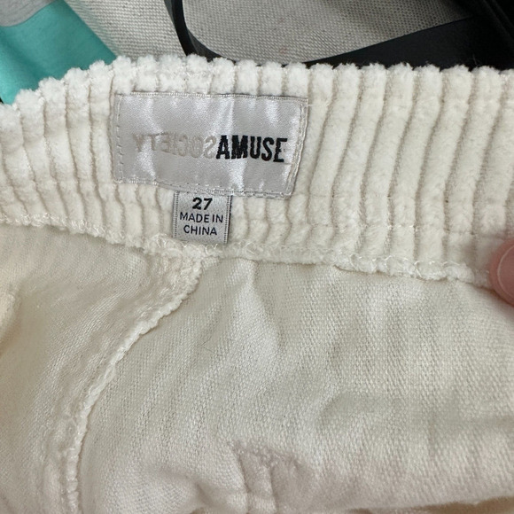 Amuse Society Winter White Wide Corduroy Back Pocket Ankle Flare Pants 27 - Picture 3 of 14